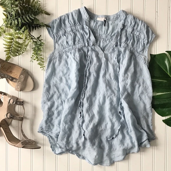 Anthropologie akemi kin blue tassel top boho Renee - Picture 2 of 9